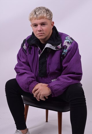 VINTAGE 90'S CRAZY PRINT SKI WINDBREAKER JACKET SIZE MEDIUM