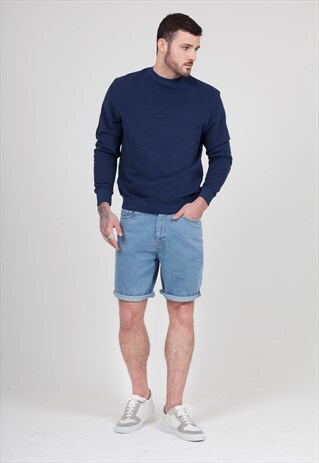 HIGH NECK SWEAT IN INDIGO BLUE
