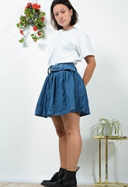 Vintage Denim Mini  Skirt Size M Adjustable