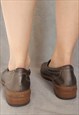 VINTAGE SILVER LOAFERS, LEATHER LINED SHOES, RETRO MOCCASINS