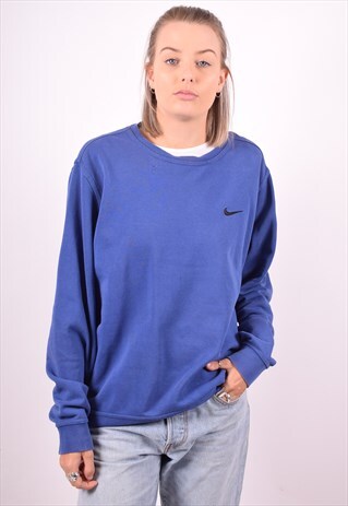 NIKE WOMENS VINTAGE SWEATSHIRT JUMPER LARGE BLUE 90'S