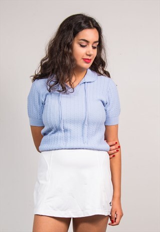 70'S VINTAGE PASTEL BLUE KNIT TOP