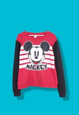 Vintage Disney Sweatshirt Mickey in Red M