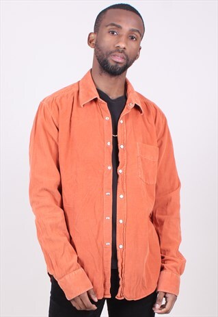 VINTAGE LONG SLEEVED CORD SHIRT IN ORANGE