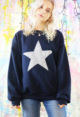 SWEATSHIRT IN NAVY BLUE WITH BIG GREY STAR
