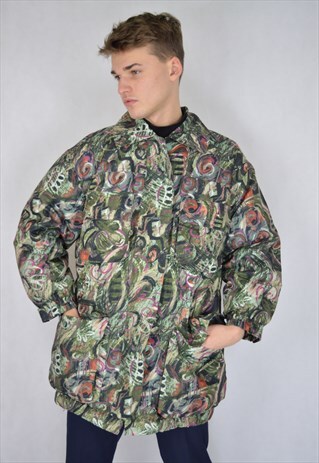 VINTAGE MULTICOLOUR GRAPHIC RAVE PUFFER JACKET