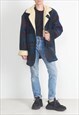 VINTAGE BLACK GREEN SHERPA COAT