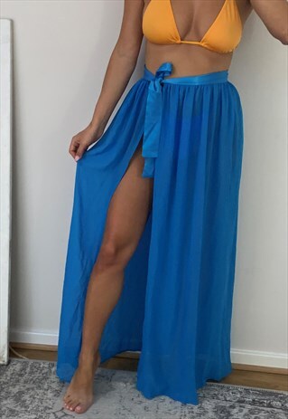 AZURE BLUE MAXI SARONG / BEACH SKIRT
