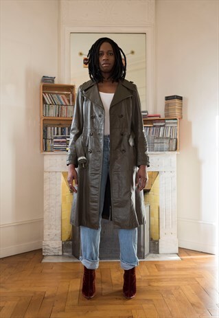 VINTAGE LEATHER TRENCH COAT (REF/340)
