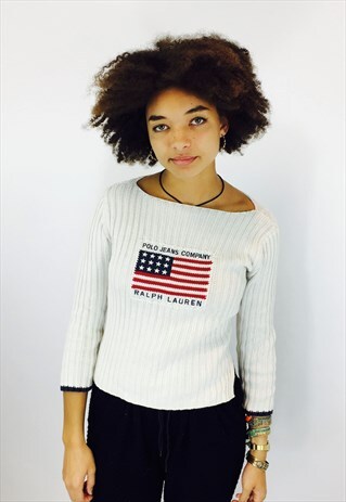 RALPH LAUREN 2/3 SLEEVE COTTON KNIT JUMPER