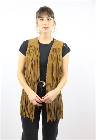 VINTAGE SUEDE FRINGE WAISTCOAT
