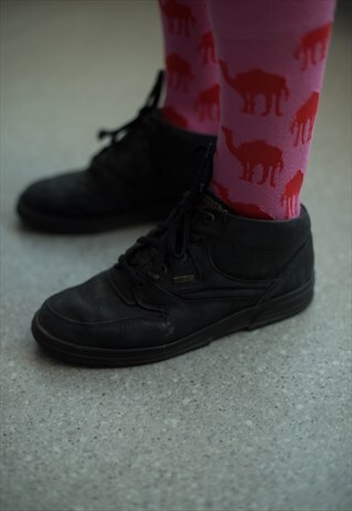 VINTAGE 90'S BLACK LEATHER HIGH TOP SHOES