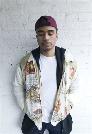 PRINTED SILKY WINDBREAKER/SHELL/BOMBER JACKET (1990'S)