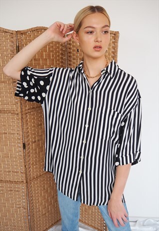 VINTAGE STRIPE AND POLKA DOT MIX SHIRT
