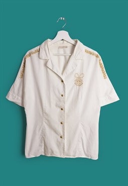 ROCCOBAROCCO Vintage Gold Embroidery White Shirt / Blouse