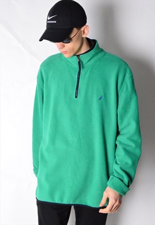 VINTAGE 90S GREEN NAUTICA FLEECE ZIPPER JUMPER