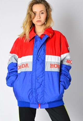 VINTAGE 90S COLOUR BLOCK HONDA RACING SHELL JACKET