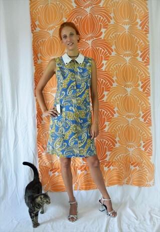 70S PSYCHEDELIC SLEEVELESS DRESS, SMALL SIZE