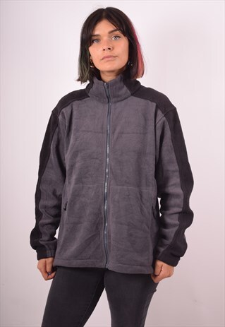 COLUMBIA WOMENS VINTAGE FLEECE JACKET LARGE GREY 90S