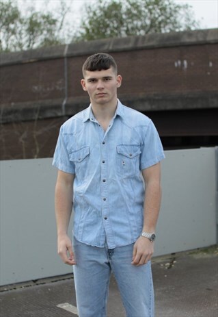 VINTAGE MOSCHINO DENIM SHORT SLEEVE SHIRT