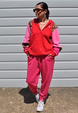 Y2K vintage reworked The North Face leopard pink hoodie