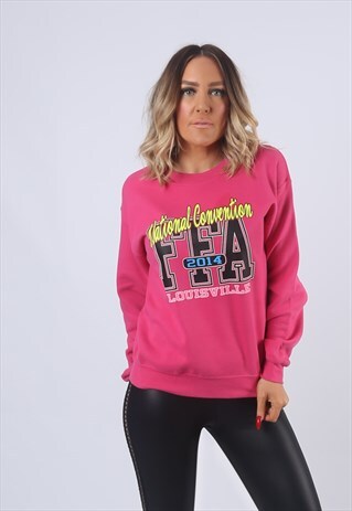 SWEATSHIRT JUMPER PRINT OVERSIZED VINTAGE UK 10 (EABN)