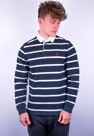 VINTAGE RALPH LAUREN STRIPED RUGBY POLO SHIRT