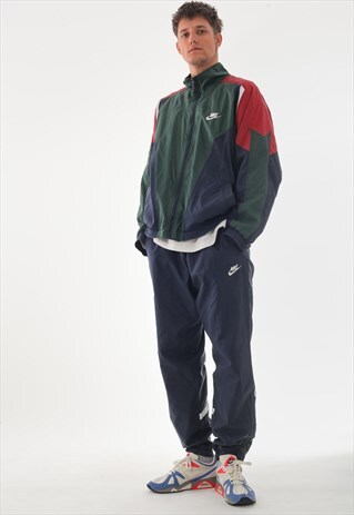 VINTAGE NIKE JACKET AND PANTS 90S NAVY BLUE GREEN RED