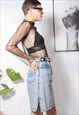 80S VINTAGE 90S GRUNGE ACID WASH HIGH WAIST MINI DENIM SKIRT