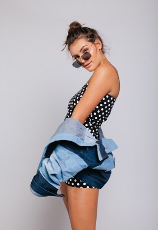 PASS THE SALT POLKA DOT MINI SLIP DRESS