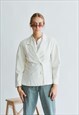 VINTAGE 80S 3/4 PUFFER SLEEVE WHITE JACKET DOUBLE BREASTED