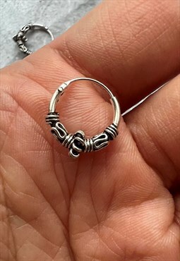 Solid Sterling Silver Bali hoop earrings
