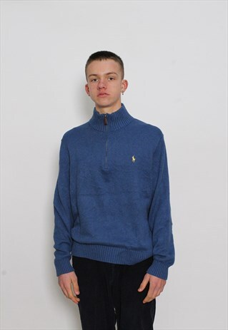 VINTAGE POLO RALPH LAUREN KNITTED 1/4 ZIP JUMPER