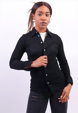 Vintage Contrada Knit Shirt in Black