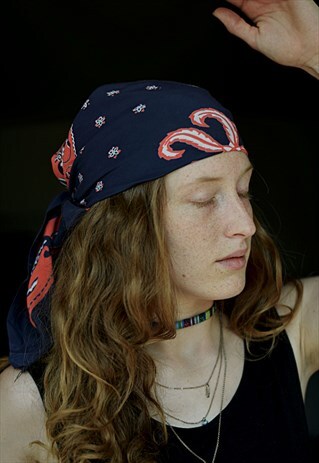 90S FLORAL BANDANA, SQUARE VISCOSE SCARF
