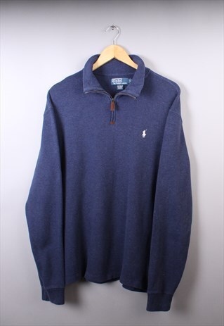 MENS RALPH LAUREN DARK BLUE QUARTER ZIP JUMPER