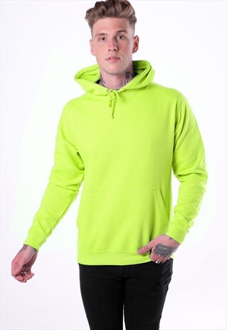 ESSENTIAL BLANK PULLOVER HOODY - NEON ELECTRIC YELLOW
