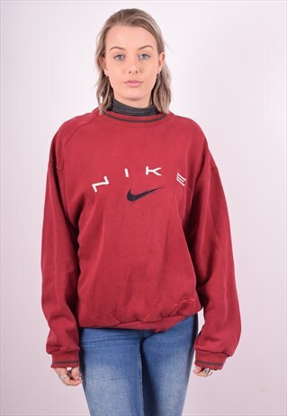 NIKE WOMENS VINTAGE SWEATSHIRT JUMPER MEDIUM MAROON 90S