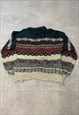 VINTAGE KNITTED JUMPER ABSTRACT PATTERNED KNIT SWEATER