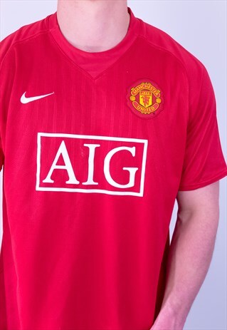 MANCHESTER UNITED FOOTBALL SHIRT 2007/2009 HOME RED LARGE
