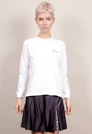 VINTAGE 90'S CHAMPION LOGO WHITE LONG SLEEVE T-SHIRT