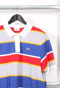 Vintage Lacoste Polo Shirt Multi Stripe Short Sleeve Large