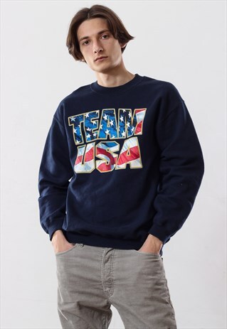 VINTAGE TEAM USA CREW NECK 90S BLUE