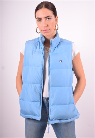TOMMY HILFIGER WOMENS VINTAGE PADDED GILET LARGE BLUE 90'S
