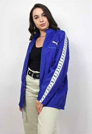 80'S BLUE RETRO SIDE TAPE FESTIVAL RAINCOAT