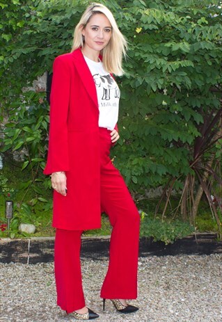 VINTAGE AMAZING 90'S RED FLARE TROUSERS