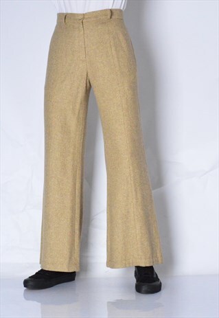 VINTAGE 80S BEIGE WOOL BLEND WOMENS PANTS