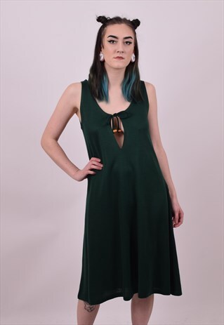 VINTAGE 70'S A LINE SMOCK DRESS FESTIVAL SIZE 10 12 14