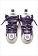 CHUNKY SOLE TRAINERS RETRO PATCH SNEAKERS SKATE SHOES PURPLE