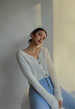 White Laced Long Sleeve Knitted Top